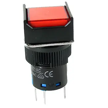 Mandallama Tipi Kırmızı Başlıklı Lamba basmalı düğme anahtarı AC 250V