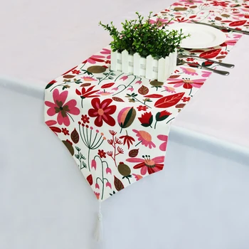 Modern Masa Koşucular Çiçek Masa Koşucu Geometrik Baskılı Keten Pamuk Masa Bayrağı Düğün Parti noel ev dekorasyonu