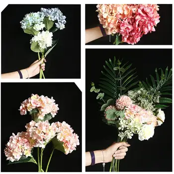 Ins Tarzı DIY yapay çiçek 46cm Düğün Duvar Dekor Simülasyon İpek Buket Ortanca Narin Ev Odası Dekorasyon Çiçek