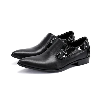 Sapatos Masculino Erkekler İtalyan Ayakkabı Erkekler İçin Siyah Hakiki Deri bağcıksız ayakkabı Nefes Düğün loafer ayakkabılar Resmi
