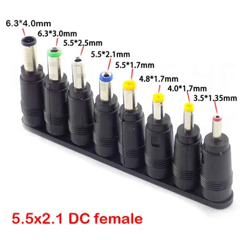 8 adet Erkek Kadın DC güç adaptörü 5. 5X2. 1mm Jack Tak dizüstü adaptör Konnektörü 6.3 6.0 5.5 4.8 4.0 3.5 mm 2.5 2.1 1.7 1.35 mm
