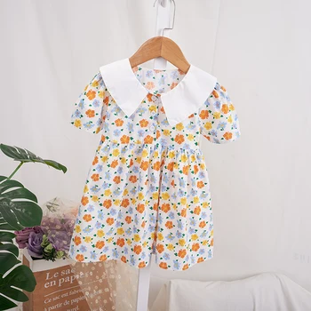 Bebek Elbise 2021 Güzel Yaz Bebek Bebek Kız Fırfır Çiçek Elbise Sundress Külot Kıyafetler Giysileri Çocuk Giyim