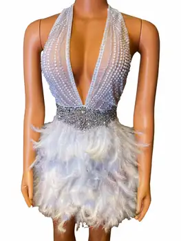 Derin V Seksi Rhinestone Elbise Sürükle Kraliçe Kostüm DJ DS GoGo Dansçı Performans Balo Sahne Giyim Backless Kıyafet Bar Gece Kulübü