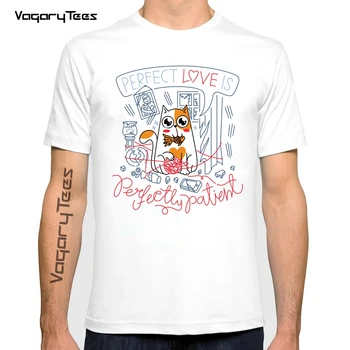 Sevimli karikatür Kedi baskılı tişört Harajuku Erkek T Shirt Moda Mükemmel Aşk Mükemmel Hasta Kısa Kollu Casual Tee Üst